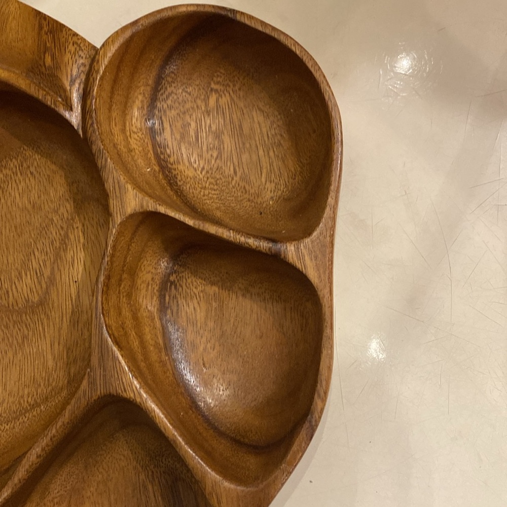Blair Hawaii Signed Monkey Pod Leaf Serving Bowl. Vintage - Picture 3 of 6